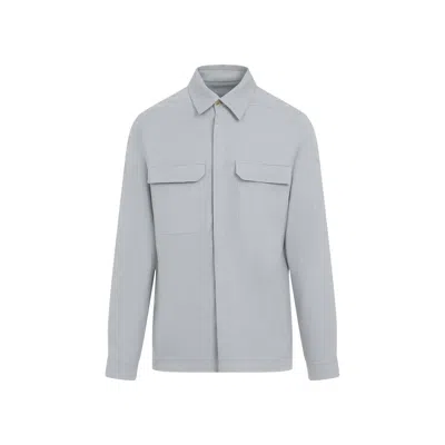 Rick Owens Work Shirt With Double Stitching And Flap Pockets In Blue