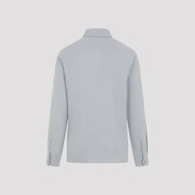 Rick Owens Work Shirt With Double Stitching And Flap Pockets In Blue