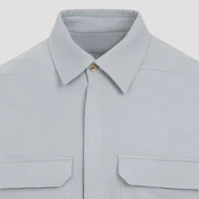 Rick Owens Work Shirt With Double Stitching And Flap Pockets In Blue