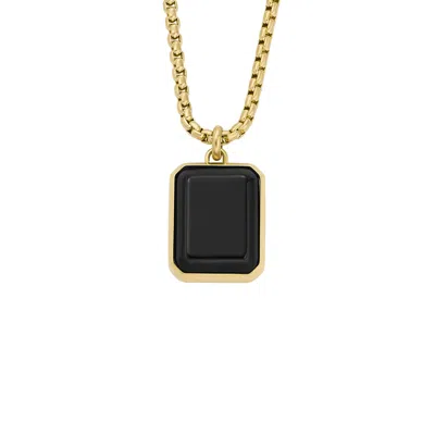 Fossil Men's Black And Gold-tone Onyx Chain Necklace In Black