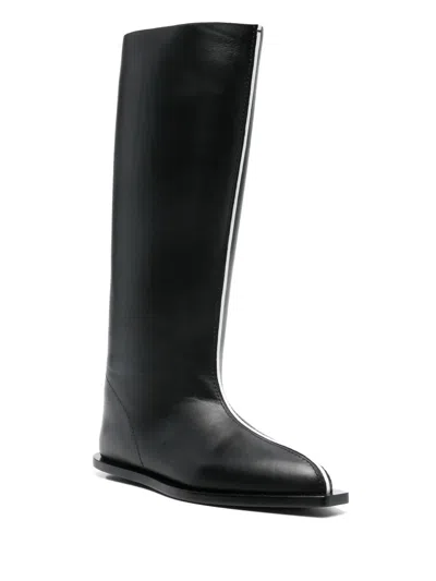 Plan C Leather Boots In 黑色