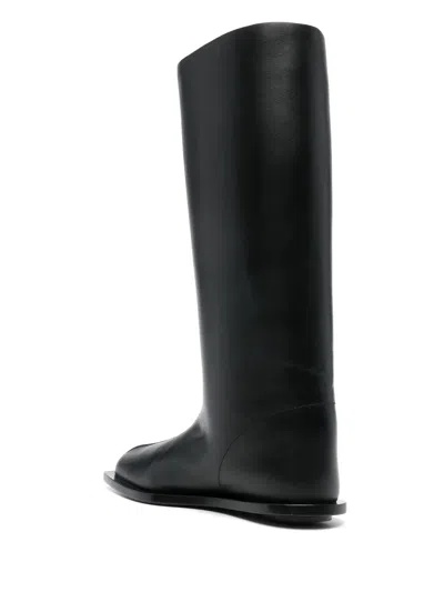 Plan C Leather Boots In 黑色
