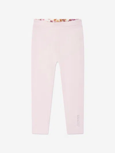 Guess Girls Reversible Leggings In Pink