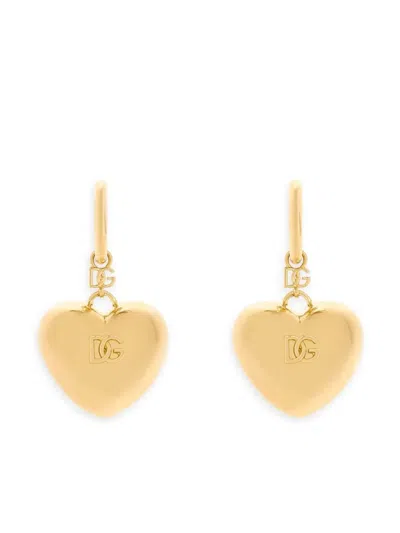 Dolce & Gabbana Dg Logo Heart Drop Earrings In Grey