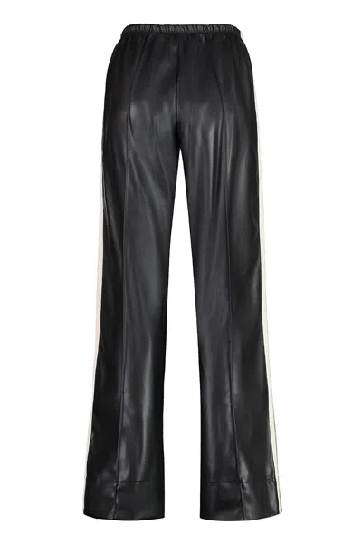 Palm Angels Loose Fit Track Pants With Faux Leather Effect In Black