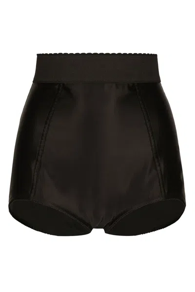 Dolce & Gabbana High-waisted Scallop-edge Briefs In Black