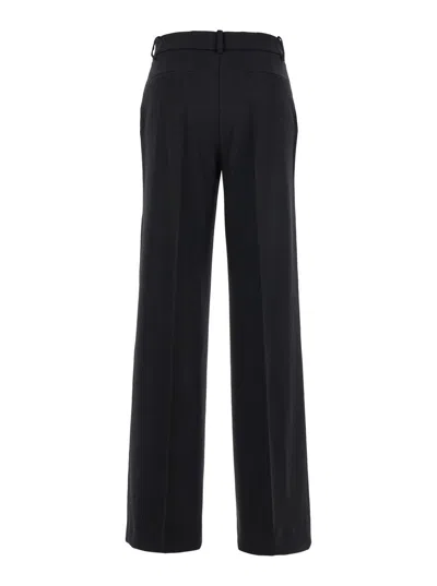 P.a.r.o.s.h Black Pants With High Waist And Front Pences In Wool Stretch Woman In Black