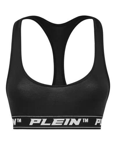 Philipp Plein Logo-underband Sports Bralette In Black