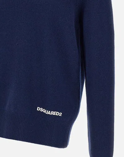 Dsquared2 Crewneck Knit Sweater In Blue