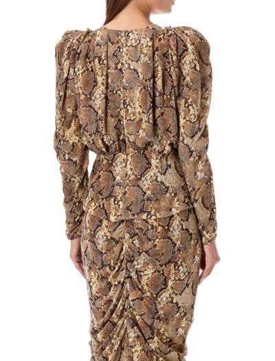Isabel Marant Snake Print V-neck Top In Beige