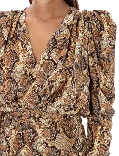 Isabel Marant Snake Print V-neck Top In Beige