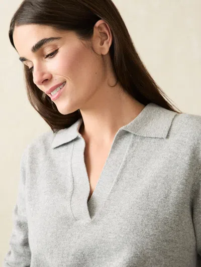 Faherty Jackson Sweater Polo In Grey Heather