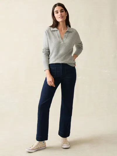 Faherty Jackson Sweater Polo In Grey Heather