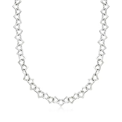 Ross-simons 14kt White Gold Heart-link Necklace In Multi