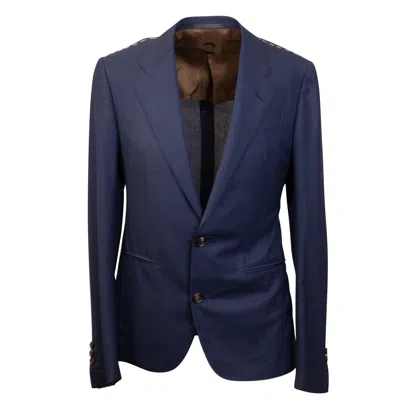 Caruso Navy Wool Single Breasted Blazer In Blue
