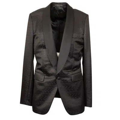 Caruso Black Wool And Silk Tuxedo Single Breasted Blazer In Black