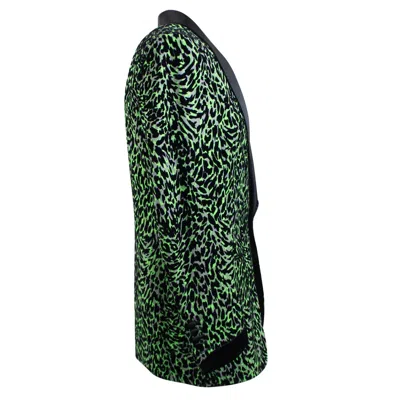Tom Ford Neon Green And Grey Animal Fur Print Suit Jacket In Green