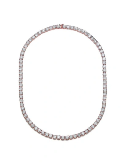 Rachel Glauber 4mm Tennis Necklace With Clear Cubic Zirconia In Silver