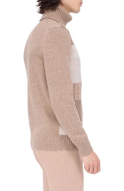 Bugatchi Pattern Wool Blend Turtleneck Sweater In Stone