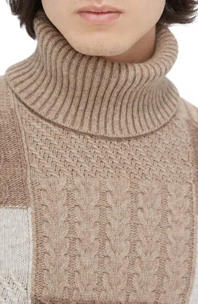 Bugatchi Pattern Wool Blend Turtleneck Sweater In Stone