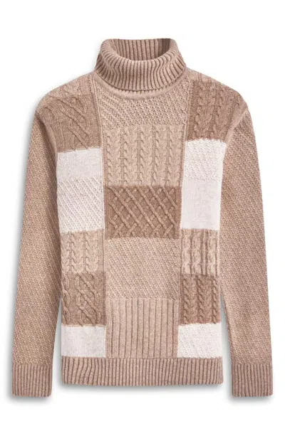 Bugatchi Pattern Wool Blend Turtleneck Sweater In Stone