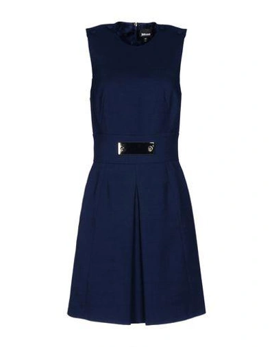 Shop Just Cavalli Short Dress In Dark Blue