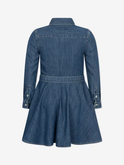 Polo Ralph Lauren Ralph Lauren Girls Blue Cotton Denim Shirt Dress 5 Yrs Brown In Brown