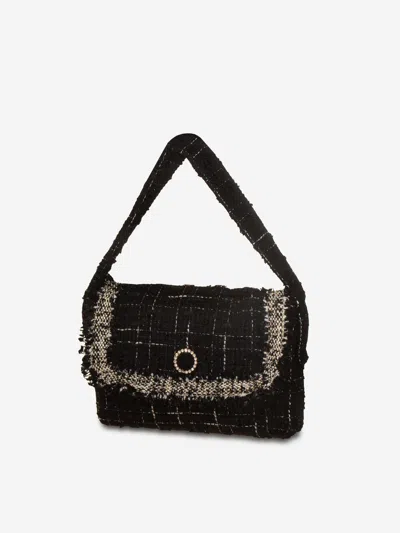 Patachou Tweed Shoulder Bag In Black