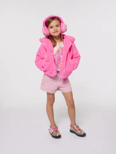 Billieblush Girls Denim And Tweed Shorts In Pink