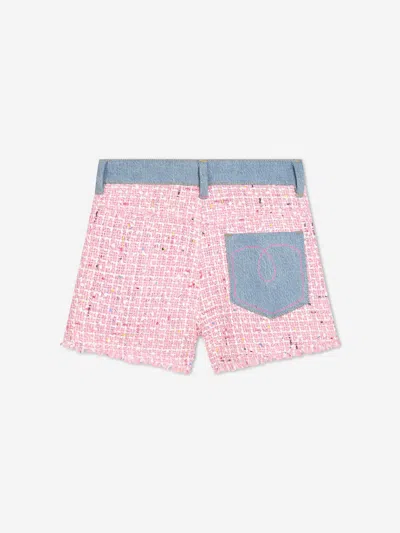 Billieblush Girls Denim And Tweed Shorts In Pink