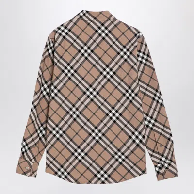 Burberry Check Pattern Wool Blend Shirt Women In Black