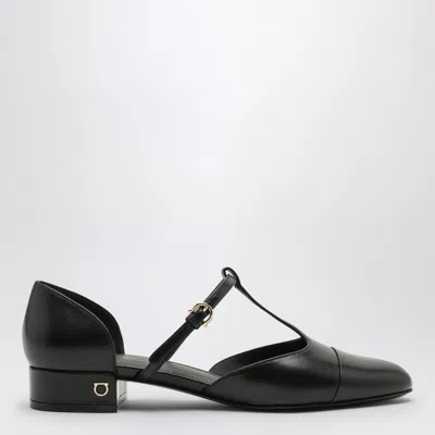 Ferragamo Linette Leather T-strap Ballerina Flats
