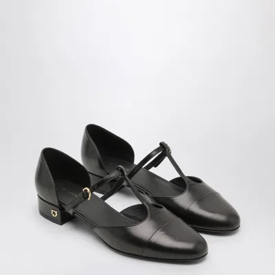 Ferragamo Linette Leather T-strap Ballerina Flats