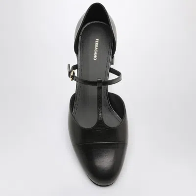 Ferragamo Linette Leather T-strap Ballerina Flats