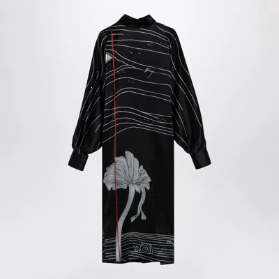 Ferragamo Spirit Print Satin Dress
