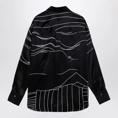 Ferragamo Black Silk Satin Shirt
