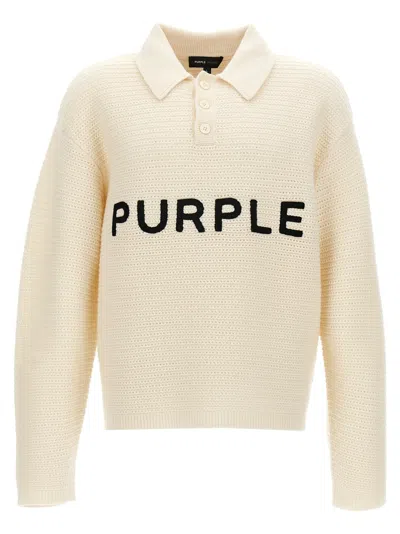 Purple Logo Embroidery Sweater In Neutral