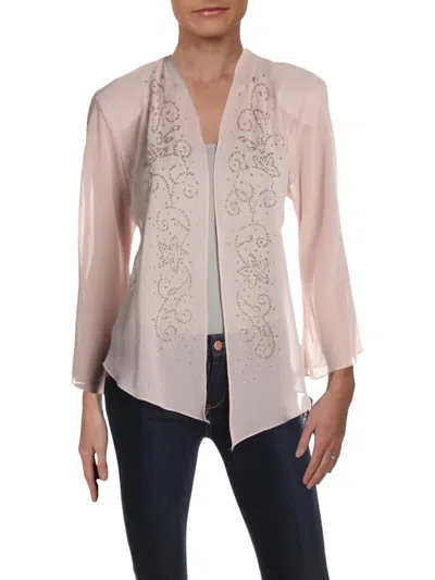 R & M Richards Womens Embellished Cardigan Top In Multi