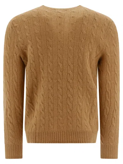 Polo Ralph Lauren Iconica Maglia A Trecce Lana E Cashmere. Regular-fit. Girocollo. Sweater In Nude