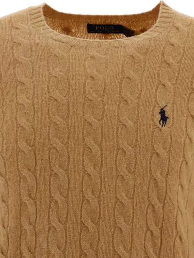 Polo Ralph Lauren Iconica Maglia A Trecce Lana E Cashmere. Regular-fit. Girocollo. Sweater In Nude