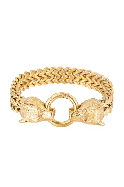 Eye Candy Los Angeles Women's Wolf Head Chain Bracelet In Gold