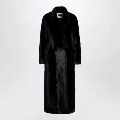 Swd By S.w.o.r.d. Black Long Faux Fur Coat
