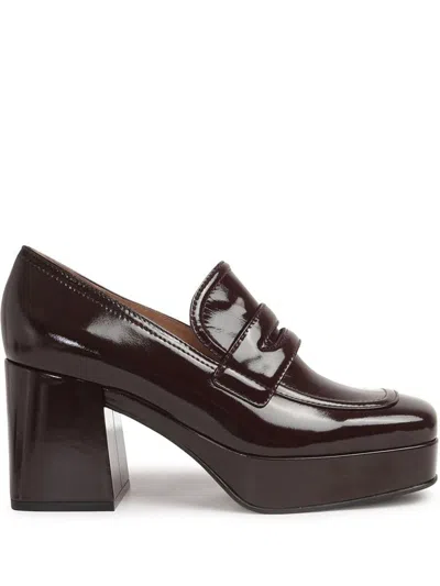 Gianvito Rossi Rouen Platform Penny Loafers In Brown