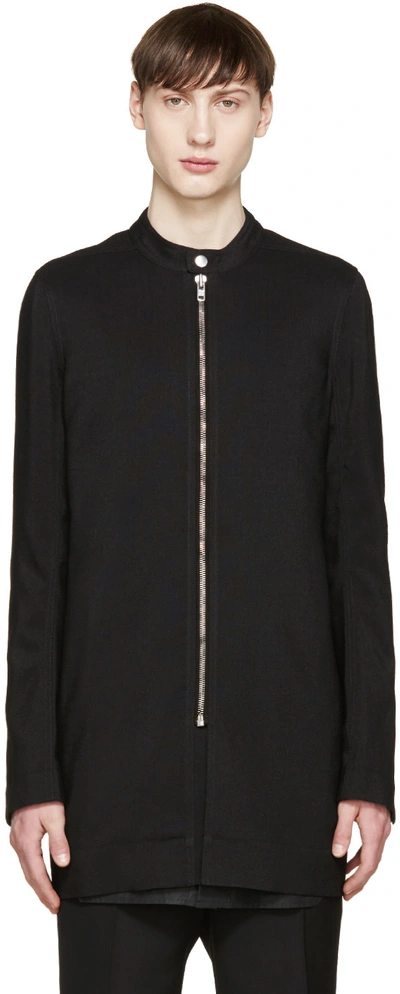 Rick Owens Oblong Collar Coat In 09 Black