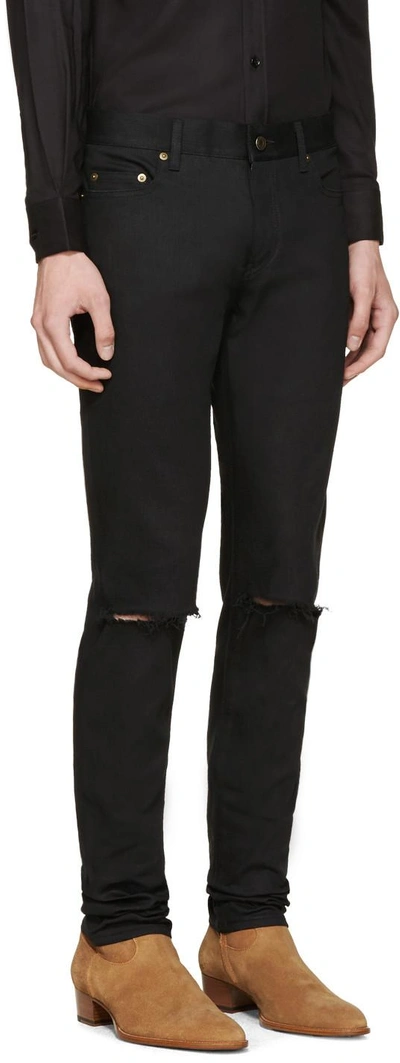 Shop Saint Laurent Black Skinny Ripped Jeans