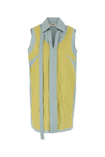 Fendi Abito In Cotone Carta Da Zucchero Donna In Blue