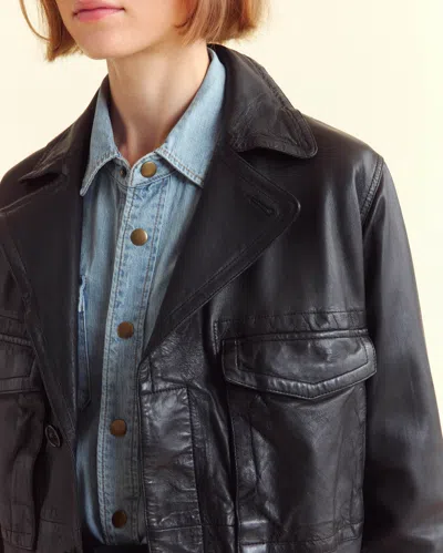 Billy Reid Leather Field Jacket In Java