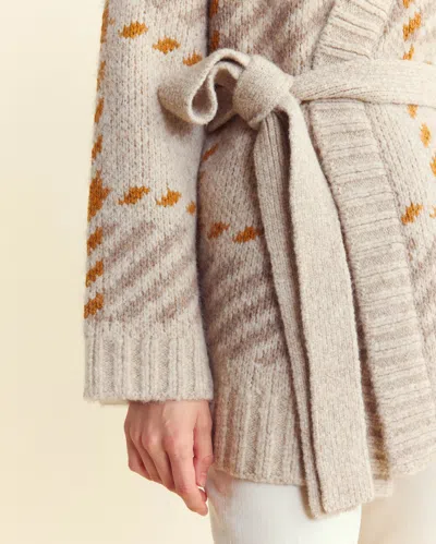 Billy Reid Plaid Wrap Cardigan In Camel/brown