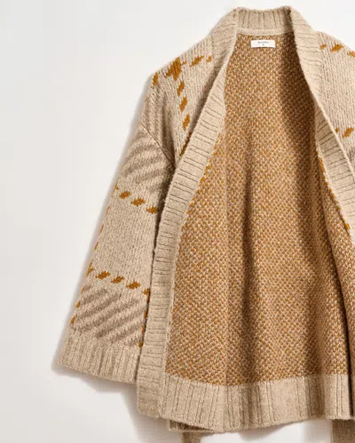 Billy Reid Plaid Wrap Cardigan In Camel/brown