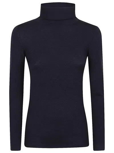 Baserange Black Highneck Pullover In Blue